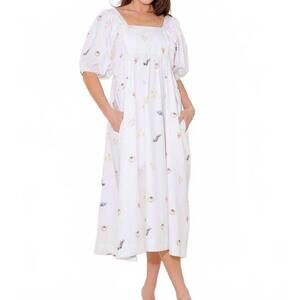 NEW FLYING TOMATO italian printed woven dress in white
